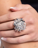 Dynamic Disco - Silver Sequin Ring Paparazzi