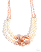 Ballroom Balance - Copper & Pearl Necklace Paparazzi