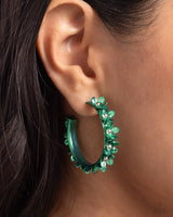 Fashionable Flower Crown - Green Earrings Paparazzi