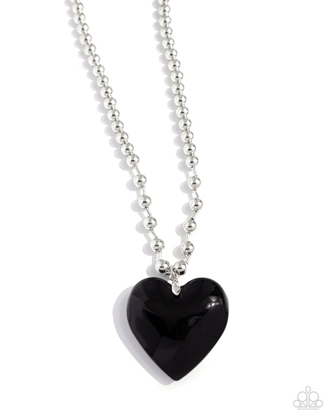 Romantic Residence - Black Heart Necklace Paparazzi