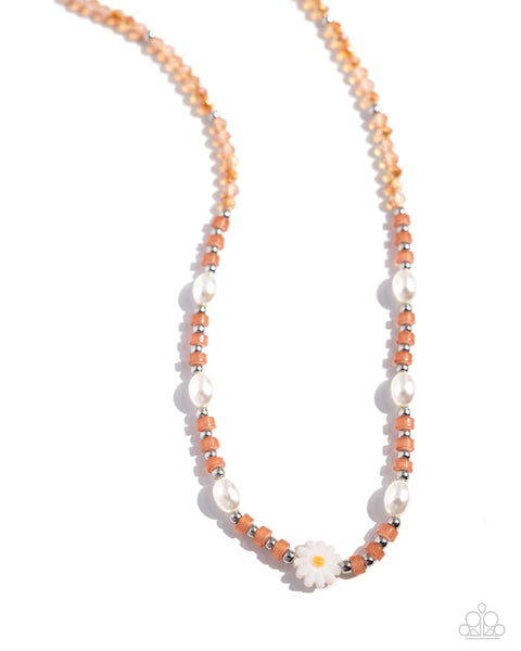 Daisy Deal - Orange Flower Necklace Paparazzi