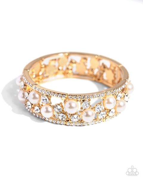 Opera Singer - Gold Pearl Bracelet Paparazzi