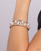 Opera Singer - Gold Pearl Bracelet Paparazzi