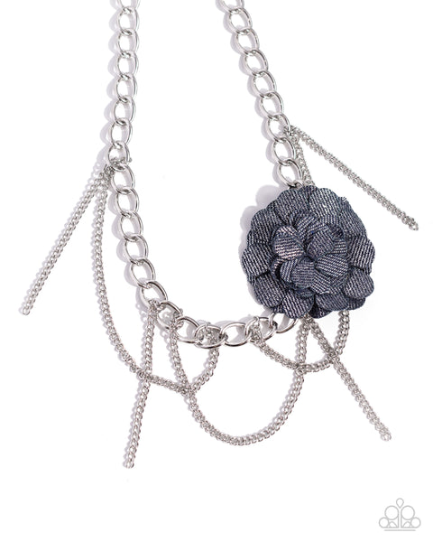 Deconstructed Denim - Blue Denim Necklace Paparazzi