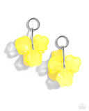 Glassy Garden - Yellow Floral Earrings Paparazzi