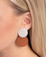 Leather Leader - Brown Clip On Earrings Paparazzi