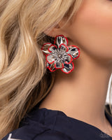 Merry Model - Red Floral Earrings Paparazzi