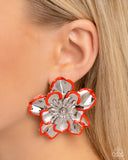 Merry Model - Red Floral Earrings Paparazzi