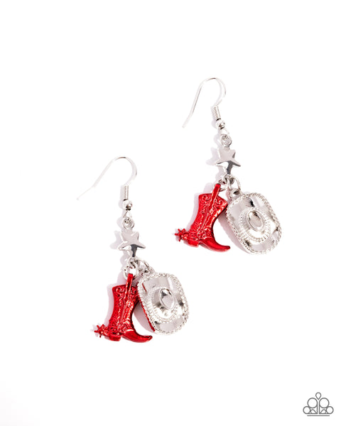 Rodeo Royalty - Red Cowboy Earring