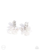 Stacked Sprigs - White Pearl Clip On Earrings