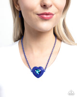 Locket Leisure - Blue Heart Necklace Paparazzi