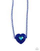 Locket Leisure - Blue Heart Necklace Paparazzi