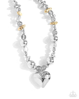 Glistening Gossip - Silver Heart Necklace Paparazzi