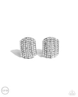 Glittering Generosity - White Clip On Earrings Paparazzi