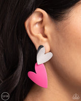 Romantic Occasion - Pink Heart Clip On Earrings Paparazzi