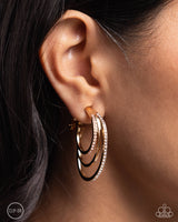 Triad Trek - Gold Clip ON Earrings Paparazzi