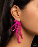 Trendy Tapestry - Pink Bow Earrings Paparazzi