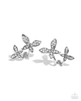 Adorably Aerial - White Butterfly Earrings Paparazzi