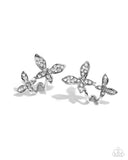 Adorably Aerial - White Butterfly Earrings Paparazzi