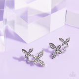 Adorably Aerial - White Butterfly Earrings Paparazzi