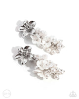 Bouquet Bling - White Clip-on Earrings Paparazzi