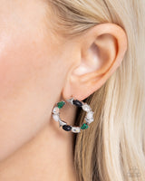 Triangular Talent -  Green, Black and White Earrings Paparazzi