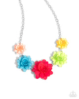 Spring Break Style - Multi Floral Glassy Acrylic Necklace Paparazzi