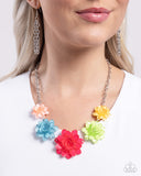 Spring Break Style - Multi Floral Glassy Acrylic Necklace Paparazzi