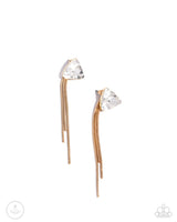 Candescent Class - Gold Triangle Rhinestone Earrings