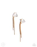 Candescent Class - Gold Triangle Rhinestone Earrings