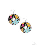 Embroidered Elegance - Black Floral Earrings Paparazzi