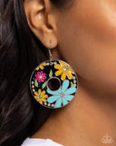 Embroidered Elegance - Black Floral Earrings Paparazzi