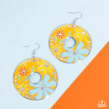 Embroidered Elegance - Yellow Earrings Paparazzi