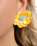 Floating Florals - Yellow Floral Earrings Paparazzi