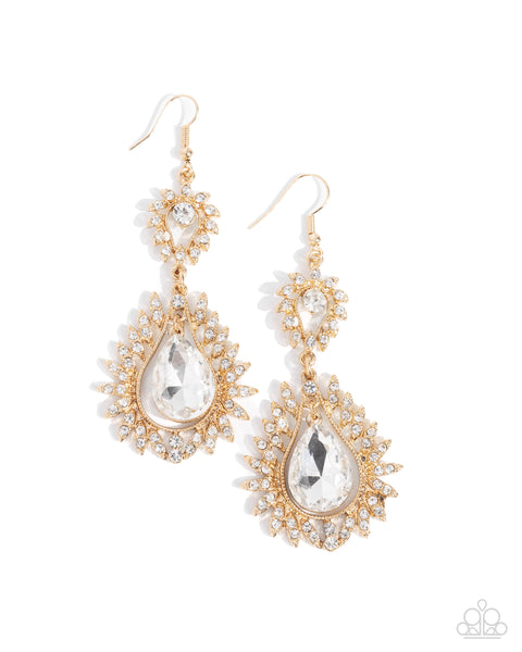 Teardrop Traveler - Gold Earrings Paparazzi