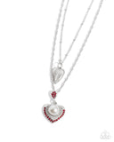 Abstract Affection - Red Pearl Heart Necklace Paparazzi