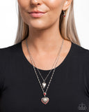 Abstract Affection - Red Pearl Heart Necklace Paparazzi