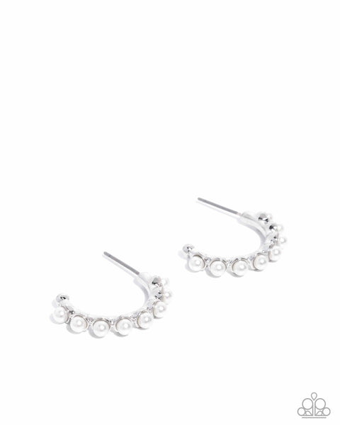 Pearly Passage - White Small Pearl Hoop Earrings