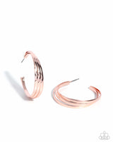 Layover Leader - Rose Gold Earrings Paparazzi