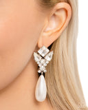 Pearly Promenade - White Pearl Teardrop Earrings