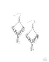 Dripping Drama - White Rhinestone Earrings Paparazzi