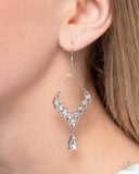 Dripping Drama - White Rhinestone Earrings Paparazzi