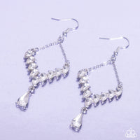 Dripping Drama - White Rhinestone Earrings Paparazzi