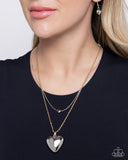 Halting Hearts - Multi Silver & Gold Heart Necklace Paparazzi