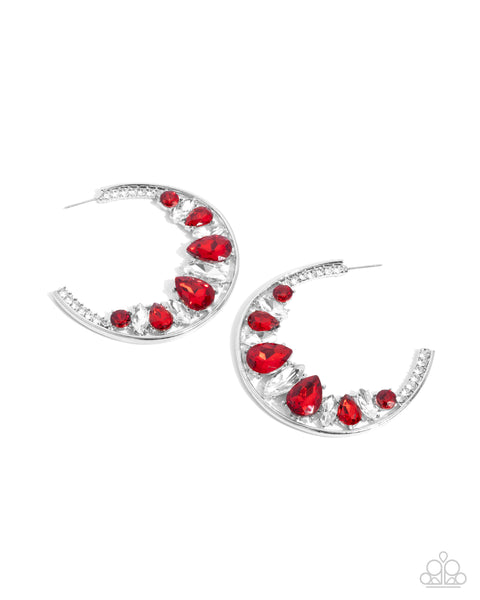 Refined Rewind - Red rhinestone Earrings Paparazzi