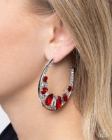 Refined Rewind - Red rhinestone Earrings Paparazzi