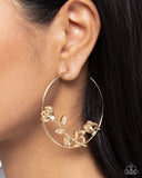 Blooming Benefit - Gold Rose Earrings Paparazzi