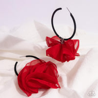 Passionate Promenade - Red Chiffon Earrings Paparazzi