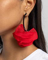 Passionate Promenade - Red Chiffon Earrings Paparazzi