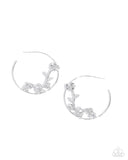 Blooming Benefit - Silver Rose Hoop Earrings Paparazzi